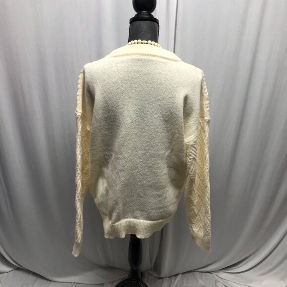 Epretty Cream Textured Knit Pullover Sweater Womens Size XL Long Sleeve Cozy NEW - Picture 5 of 9